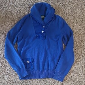 Vintage Ralph Lauren Active Blue Knit Pullover Sweater Collar Size small